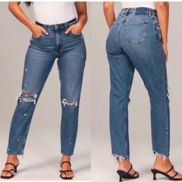Abercrombie & Fitch Curve Love The Mom High Rise Jean Distressed 26 / 2R - Picture 1 of 5